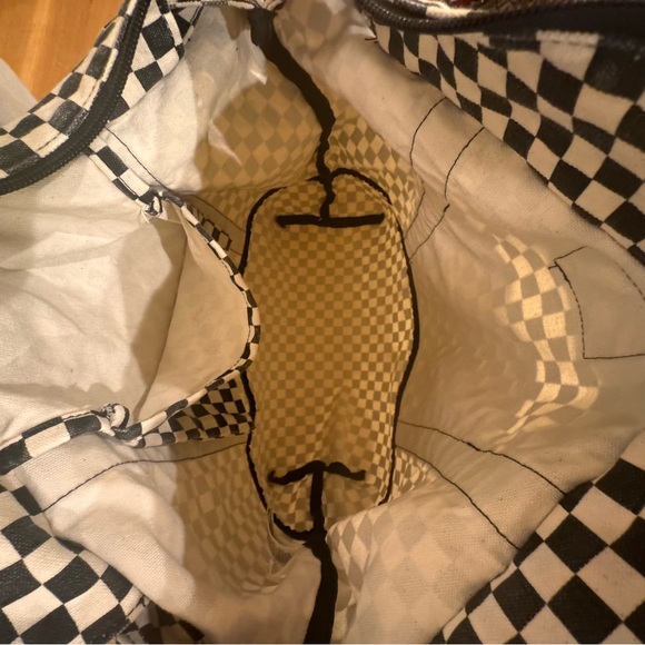 Vans Off The Wall Checkered Zip Tote Bag - Black and White Double Handles Skater - Picture 8 of 11
